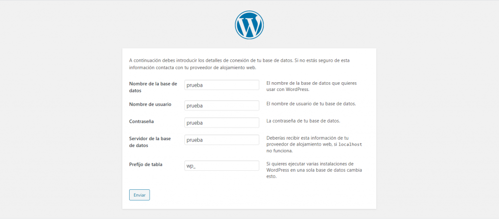 Instalación de WordPress - Vinculación BBDD