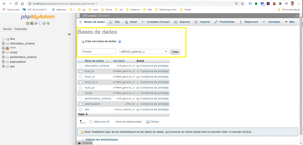 Instalación de WordPress - Creación de BBDD